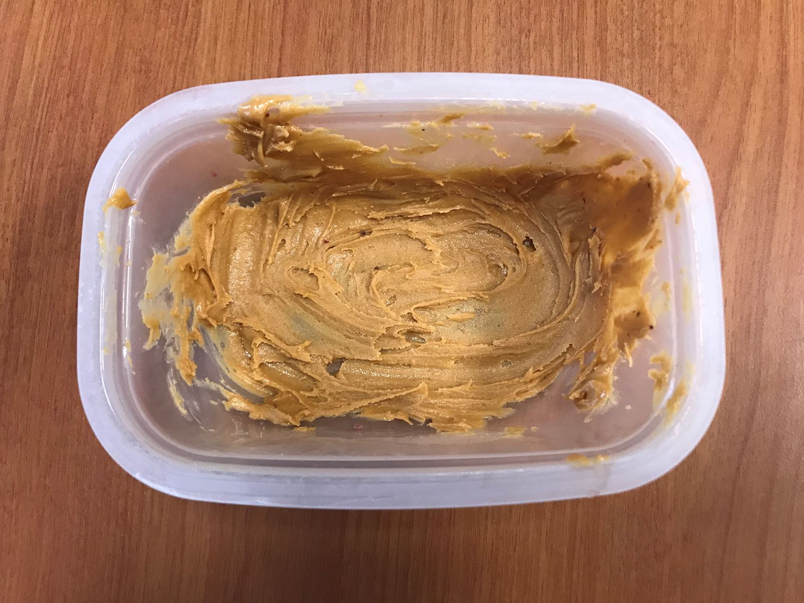 peanut butter on tupperware
